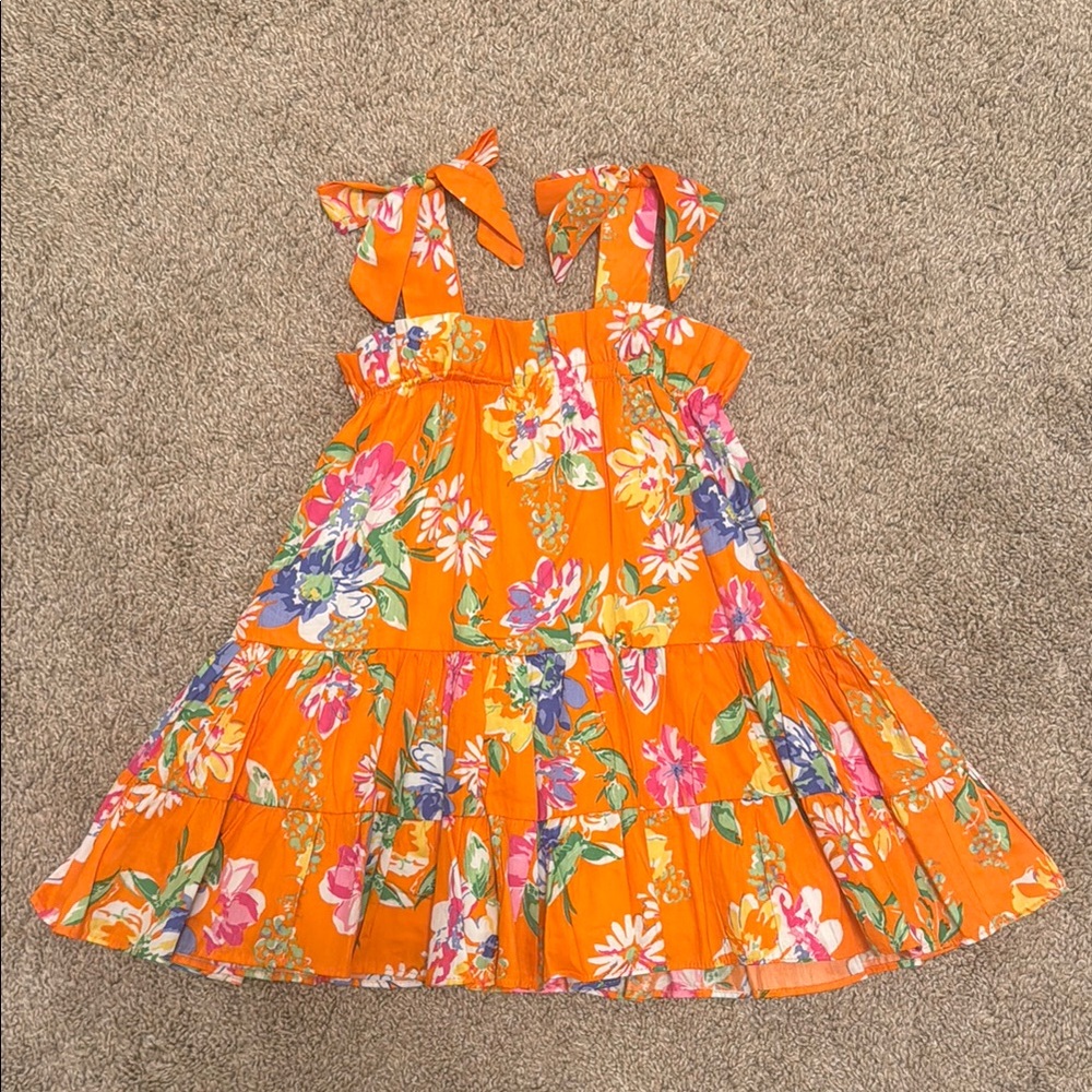 Floral Orange Toddler Girls Dress